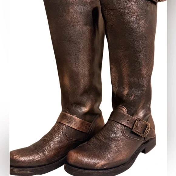 Frye Women’s Veronica Slouch Boot Size 6.5 Metallic Bronze Leather Riding Boot - Picture 2 of 5